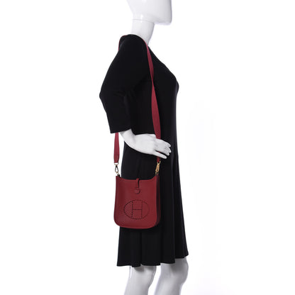 Hermes Taurillon Clemence Evelyne TPM Rouge Grenat 2 of 9
