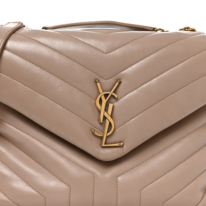 Saint Laurent Calfskin Y Quilted Monogram Medium Loulou Chain Satchel Dark Beige 8 of 10