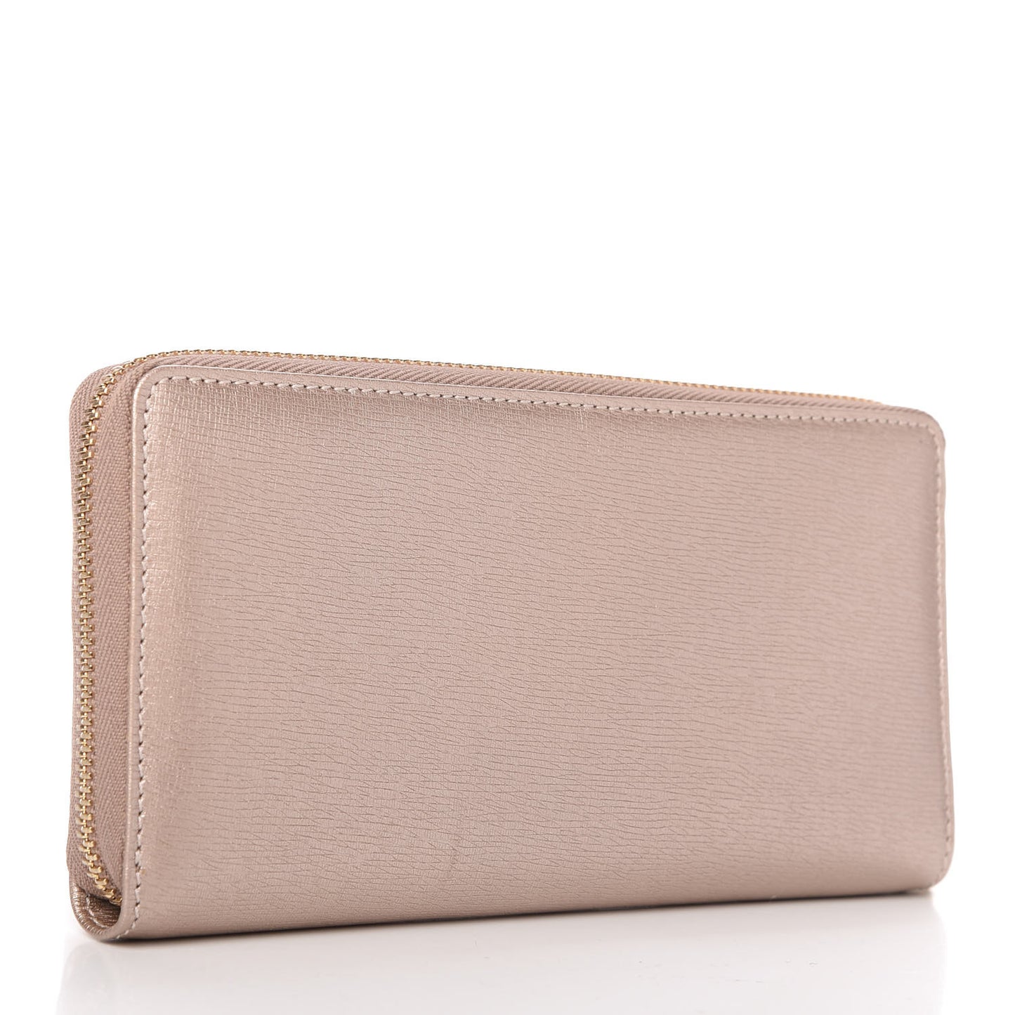 Metallic Shangai Calfskin Lovely Zip Around Wallet Dark Shell