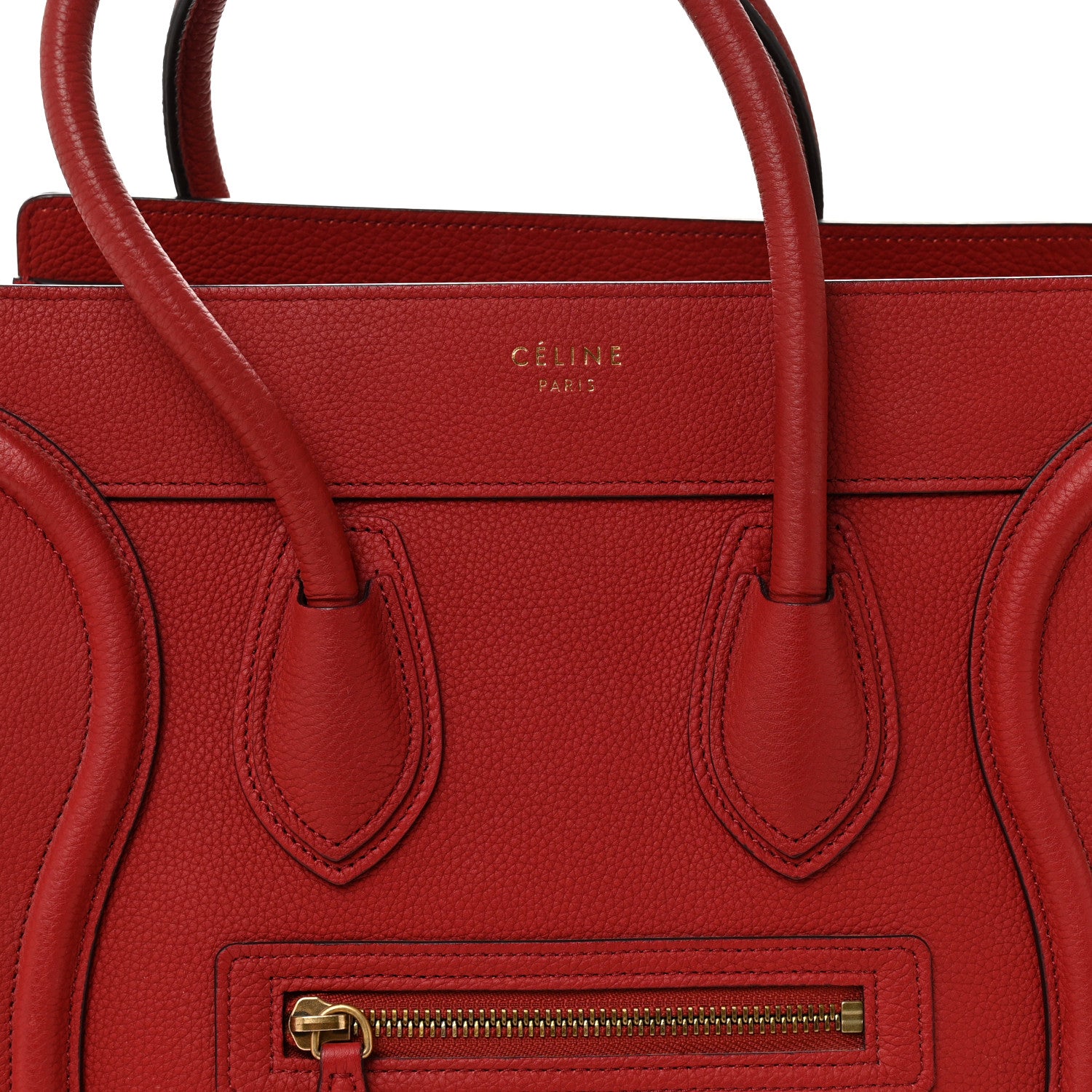 Celine Drummed Calfskin Micro Luggage Red 8 of 12