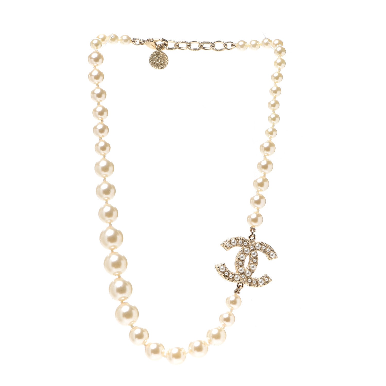 Chanel Graduated Pearl CC Short Necklace Gold 2 of 4