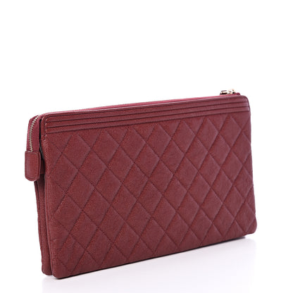 Chanel Caviar Quilted Small Zipped Boy Pouch Burgundy 2 of 8