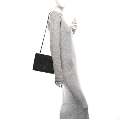 Chanel Suede Quilted CC Small Single Flap Black 2 of 10