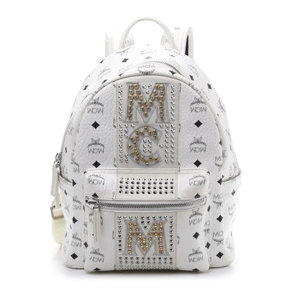 MCM Visetos Studded Stark Stripe Backpack White 1 of 9