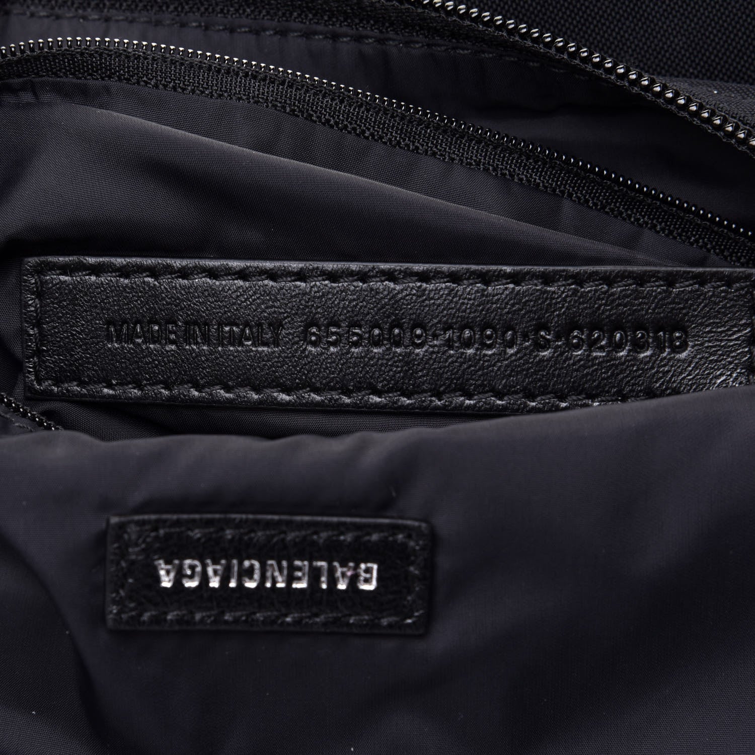 Balenciaga Recycled Sport Nylon Logo Embroidered Large Wheel Sling Bag Black White 7 of 11