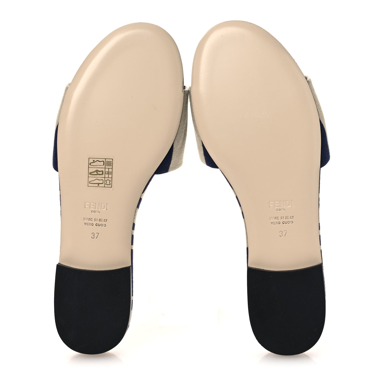Pequin Tessuto Jacquard Logo Flat Slide Sandals 37 Beige Midnight