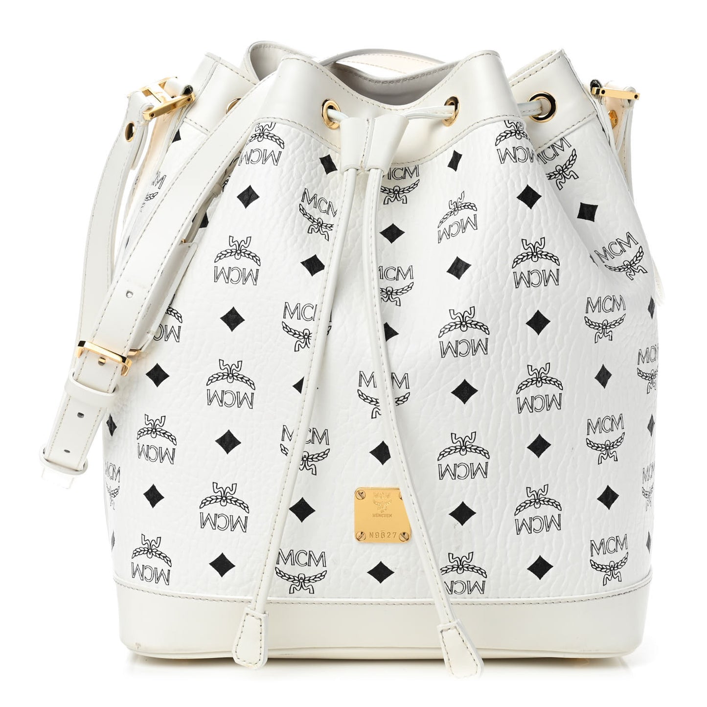 Visetos Small Heritage Drawstring Bucket Bag White