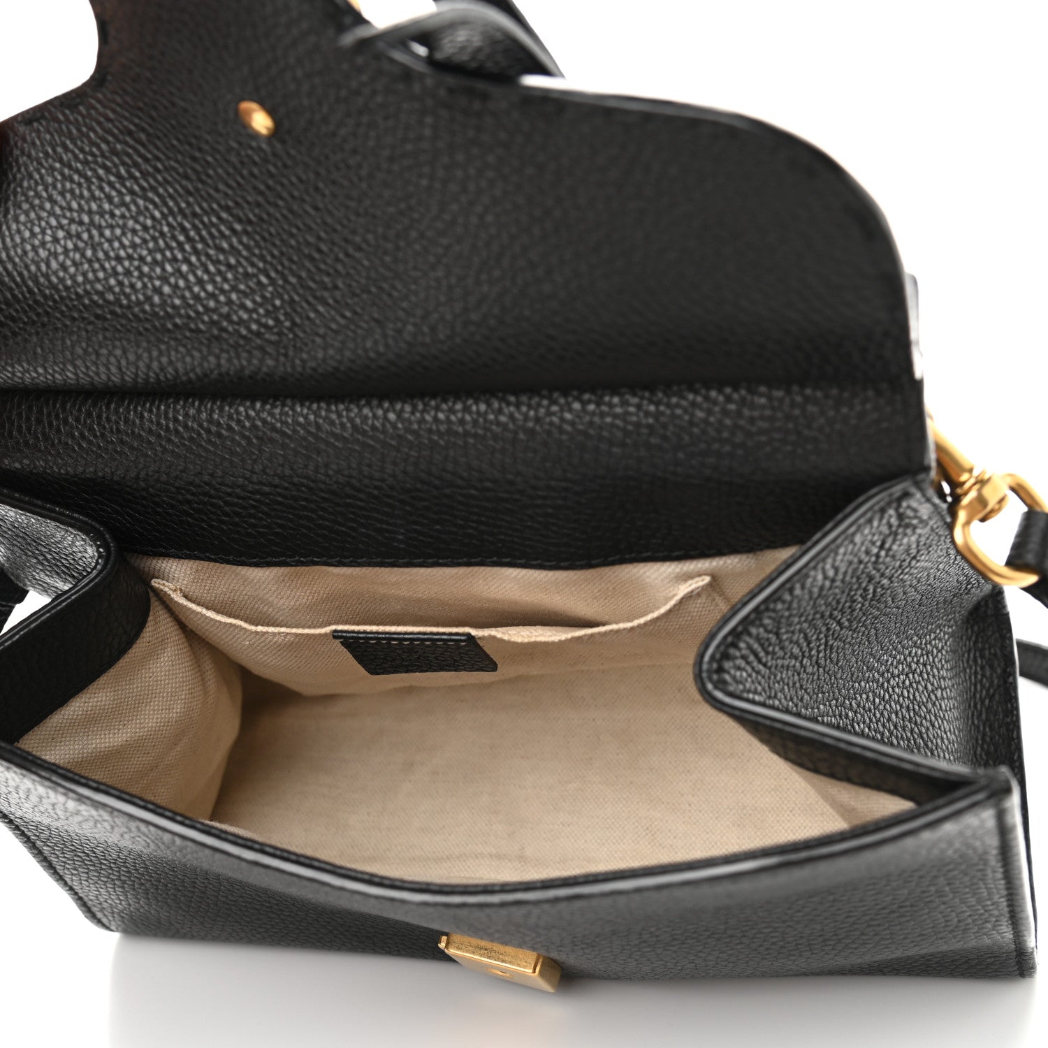 Gucci Calfskin Mini GG Marmont Top Handle Bag Black 6 of 13