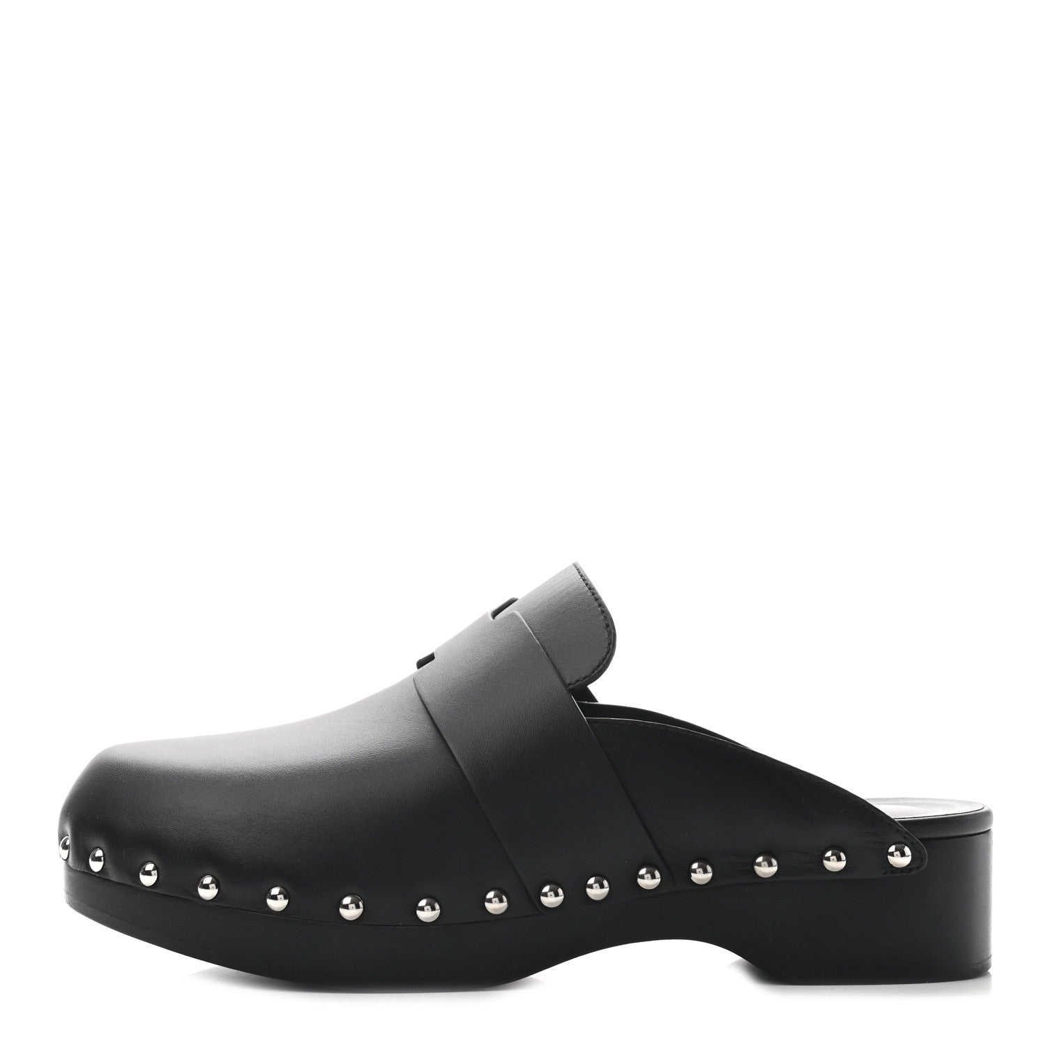 Hermes Calfskin Calya Mules 38 Black 1 of 7