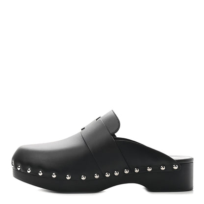 Hermes Calfskin Calya Mules 38 Black 1 of 7