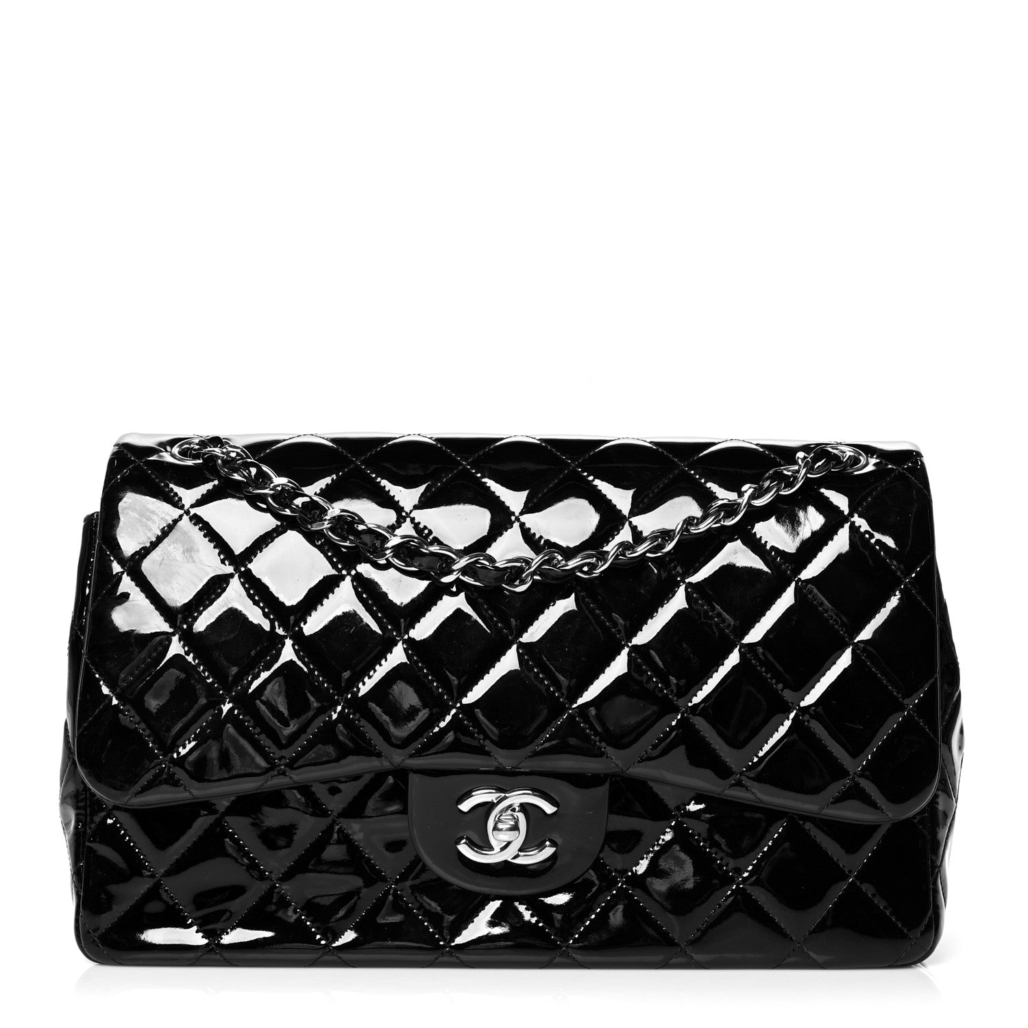 Chanel Patent Quilted Jumbo Double Flap Black 1 of 10