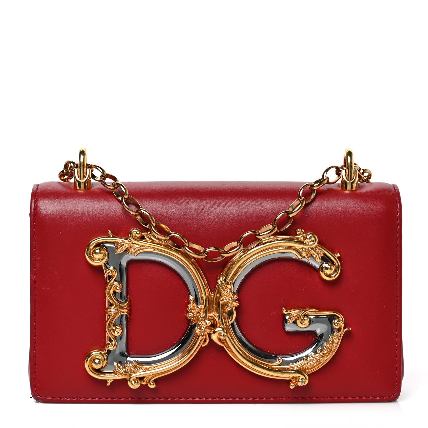 DOLCE & GABBANA Calfskin DG Girls Phone Shoulder Bag Red