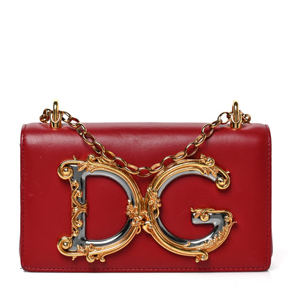 Dolce & Gabbana DOLCE & GABBANA Calfskin DG Girls Phone Shoulder Bag Red 1 of 8