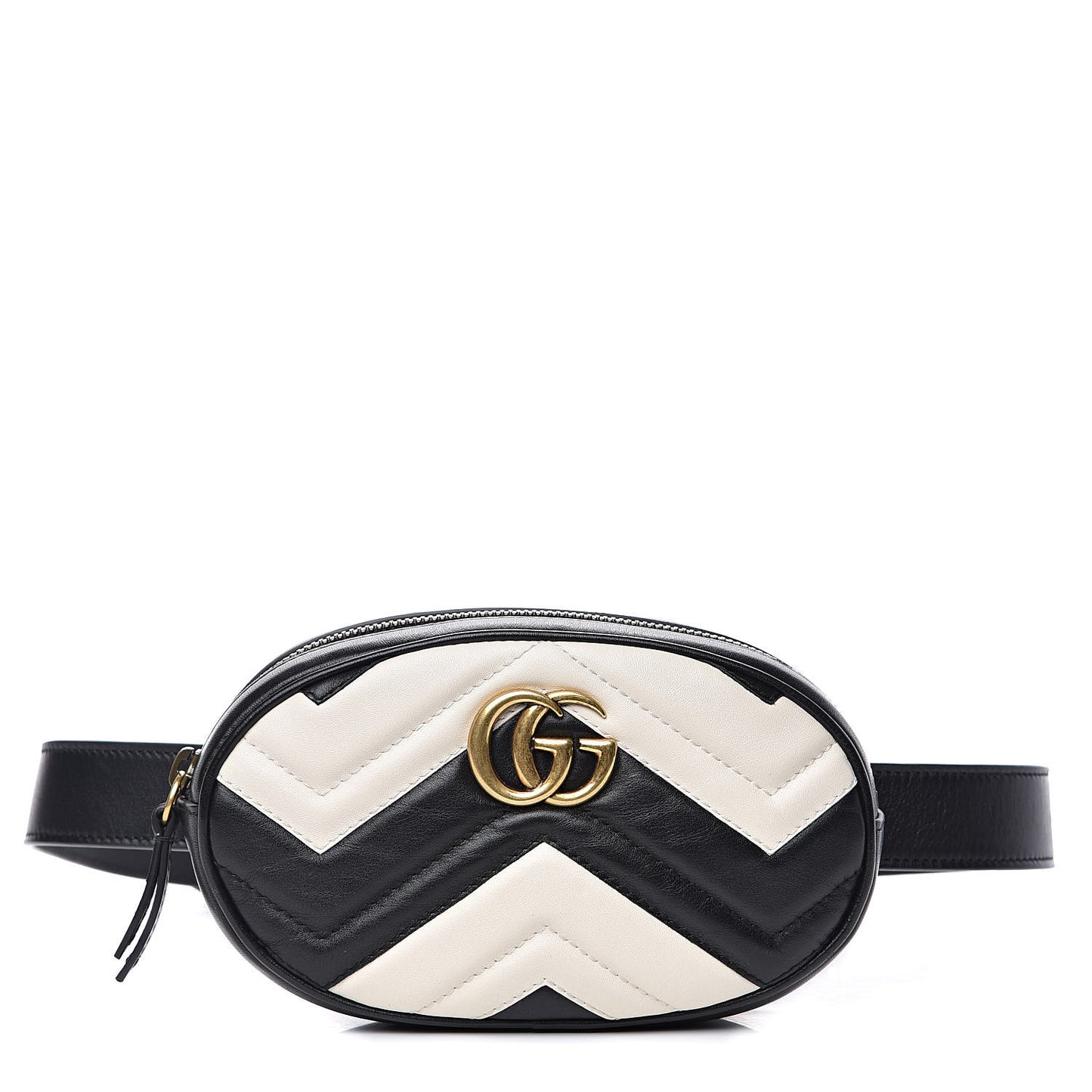 Calfskin Matelasse GG Marmont Belt Bag 85 34 Black White