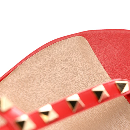 Valentino Garavani Calfskin Nappa Rockstud Ankle Wrap Flat Thong Sandals 35 Rouge Pur 11 of 12
