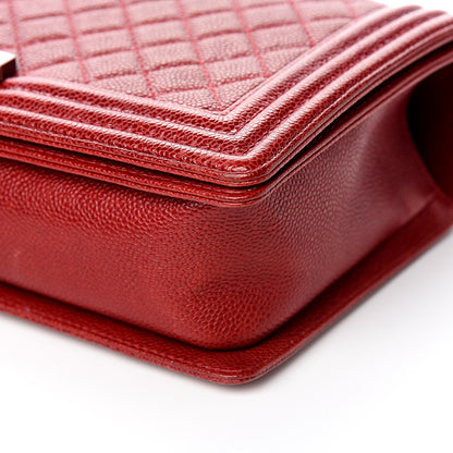 Chanel Caviar Quilted New Medium Boy Flap Dark Red 9 of 10