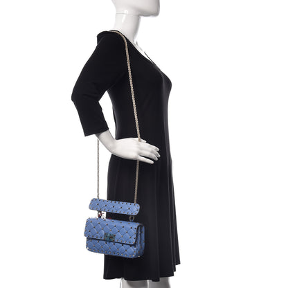 Valentino Garavani Lambskin Small Rockstud Spike Shoulder Bag Blue 2 of 7