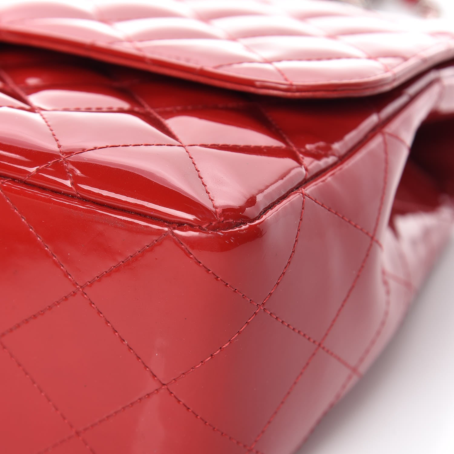 Chanel Patent Quilted Jumbo Single Flap Red 16 of 18