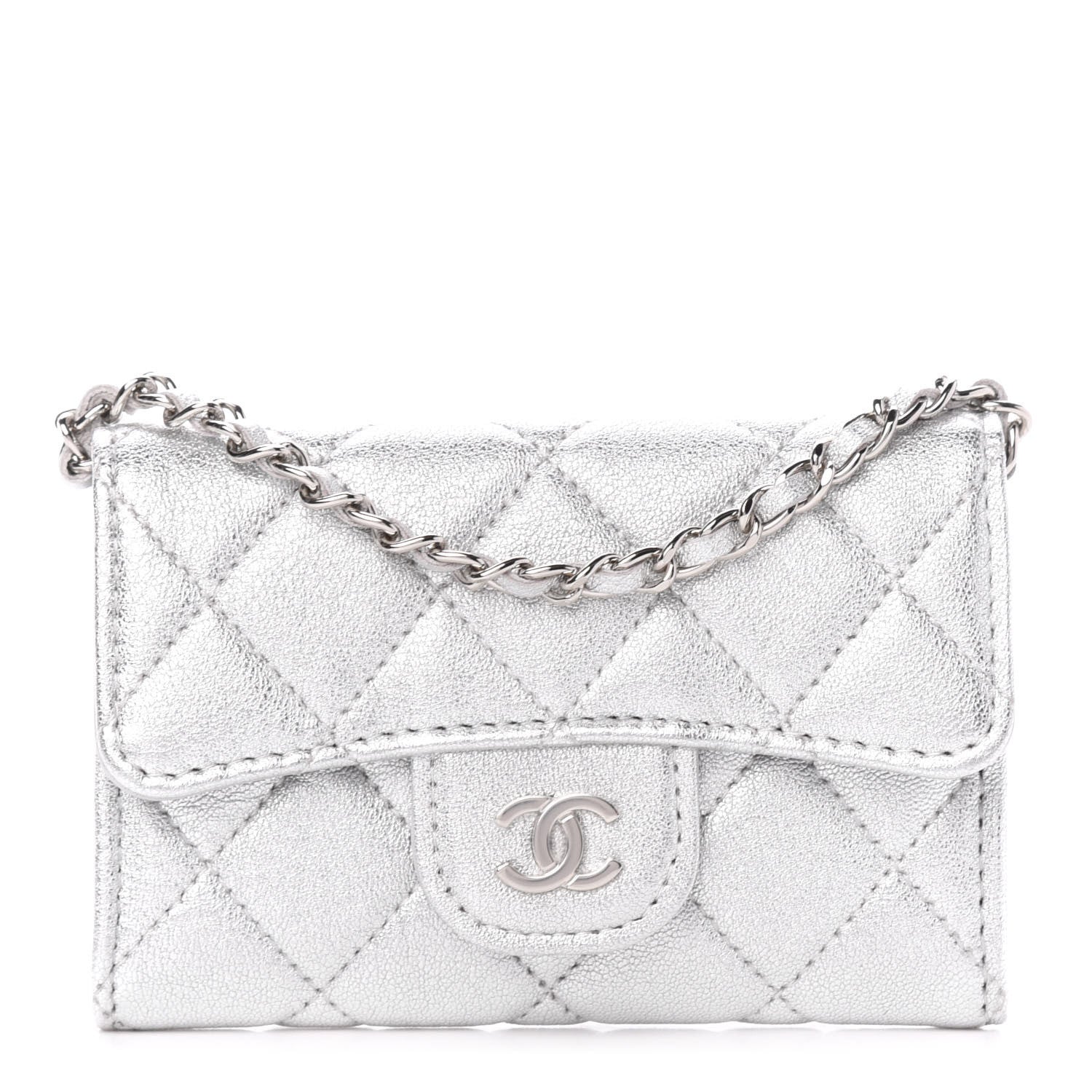 Chanel Metallic Lambskin Quilted Belt Bag Silver 1 of 12