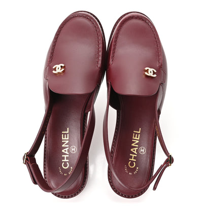 Chanel Calfskin Crystal Slingback Loafers 38.5 Dark Burgundy 2 of 10
