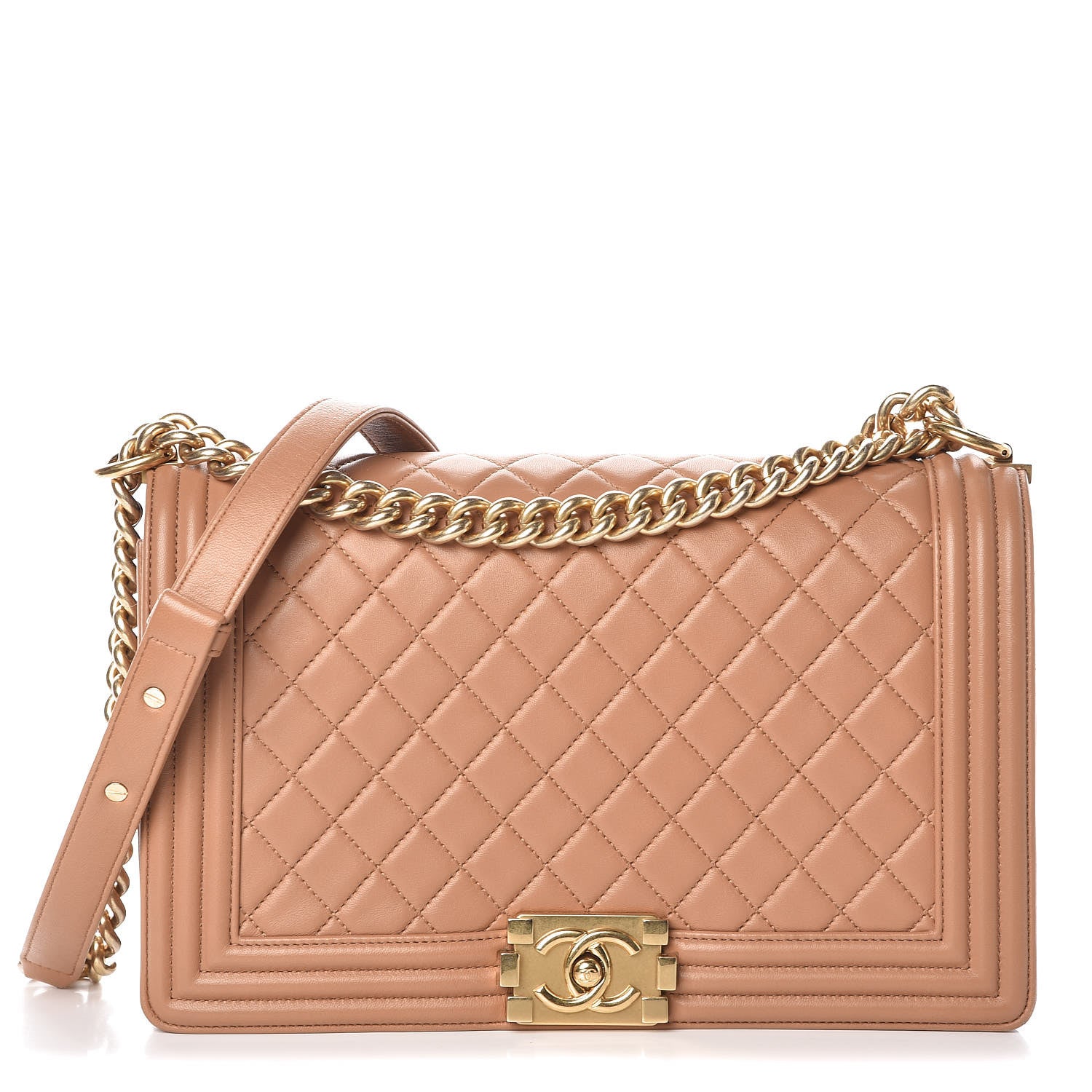 Chanel Calfskin Quilted New Medium Boy Flap Dark Beige 1 of 9