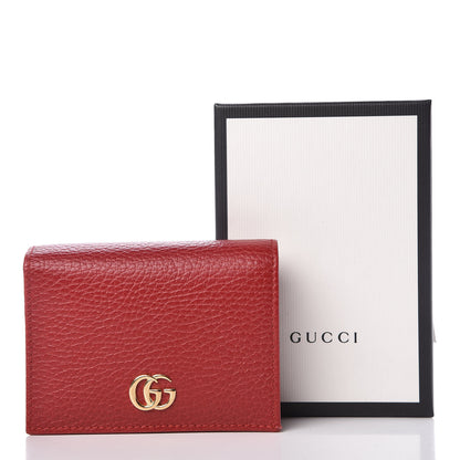 Gucci Pebbled Calfskin GG Marmont Card Case Hibiscus Red 8 of 8