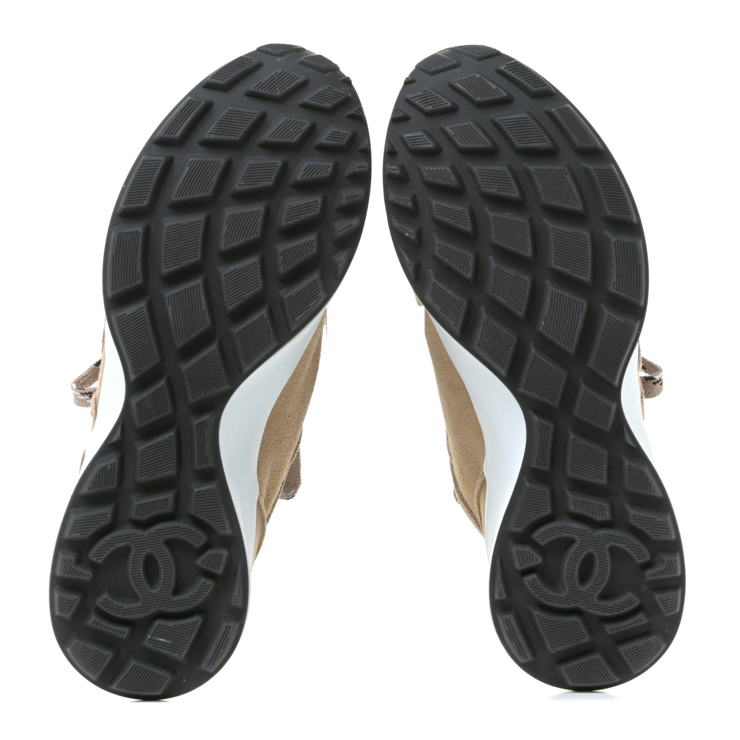 Chanel Goatskin Suede CC Sneakers 37.5 Dark Beige 6 of 11