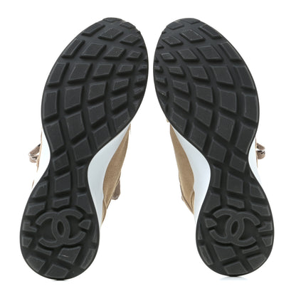 Chanel Goatskin Suede CC Sneakers 37.5 Dark Beige 6 of 11