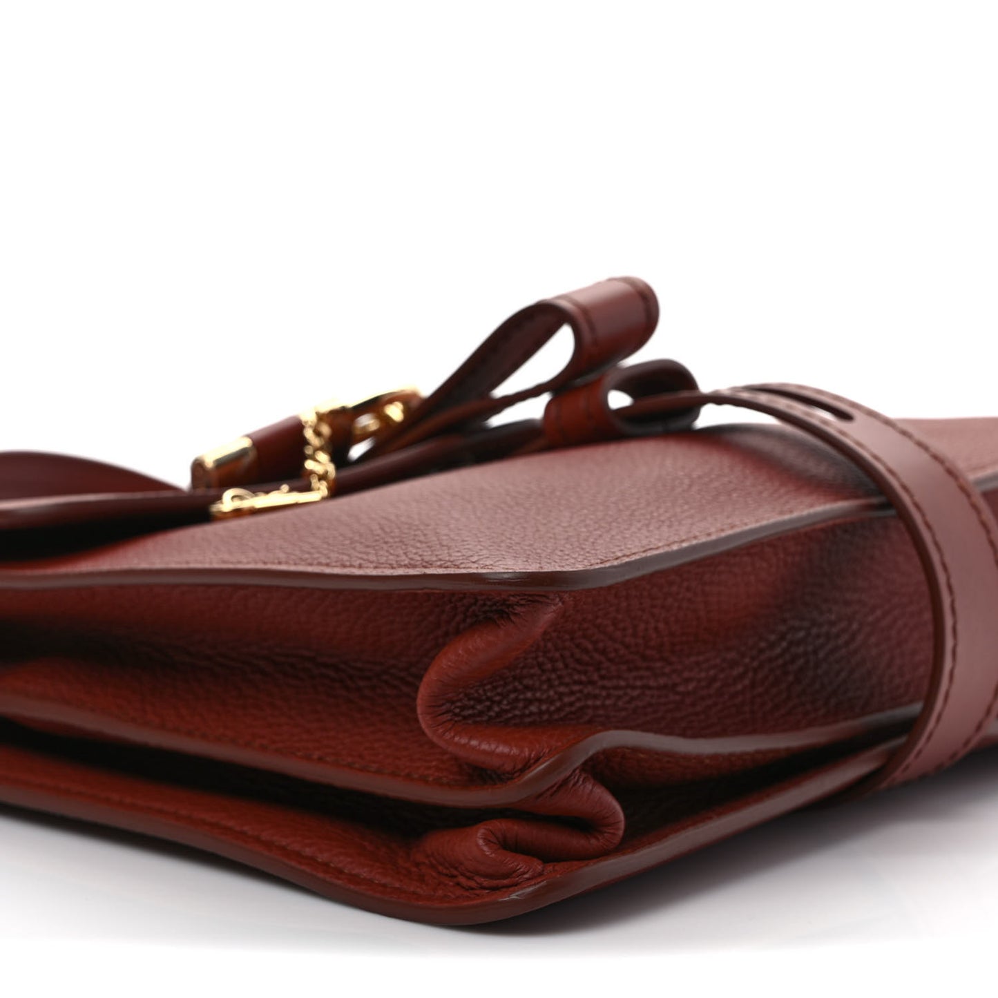 Shiny Grained Calfskin Medium Aby Day Shoulder Bag Sepia Brown