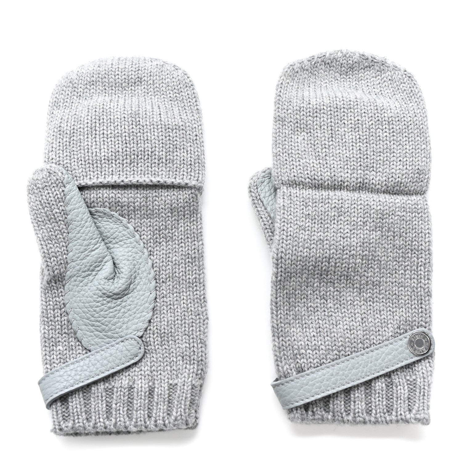 Hermes Cashmere Deerskin Baltimore Mittens S Light Grey 2 of 5
