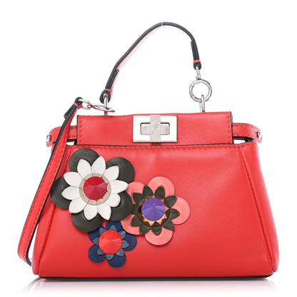 Fendi Nappa Flowerland Micro Peekaboo Iconic Satchel Papavero Multicolor 1 of 4