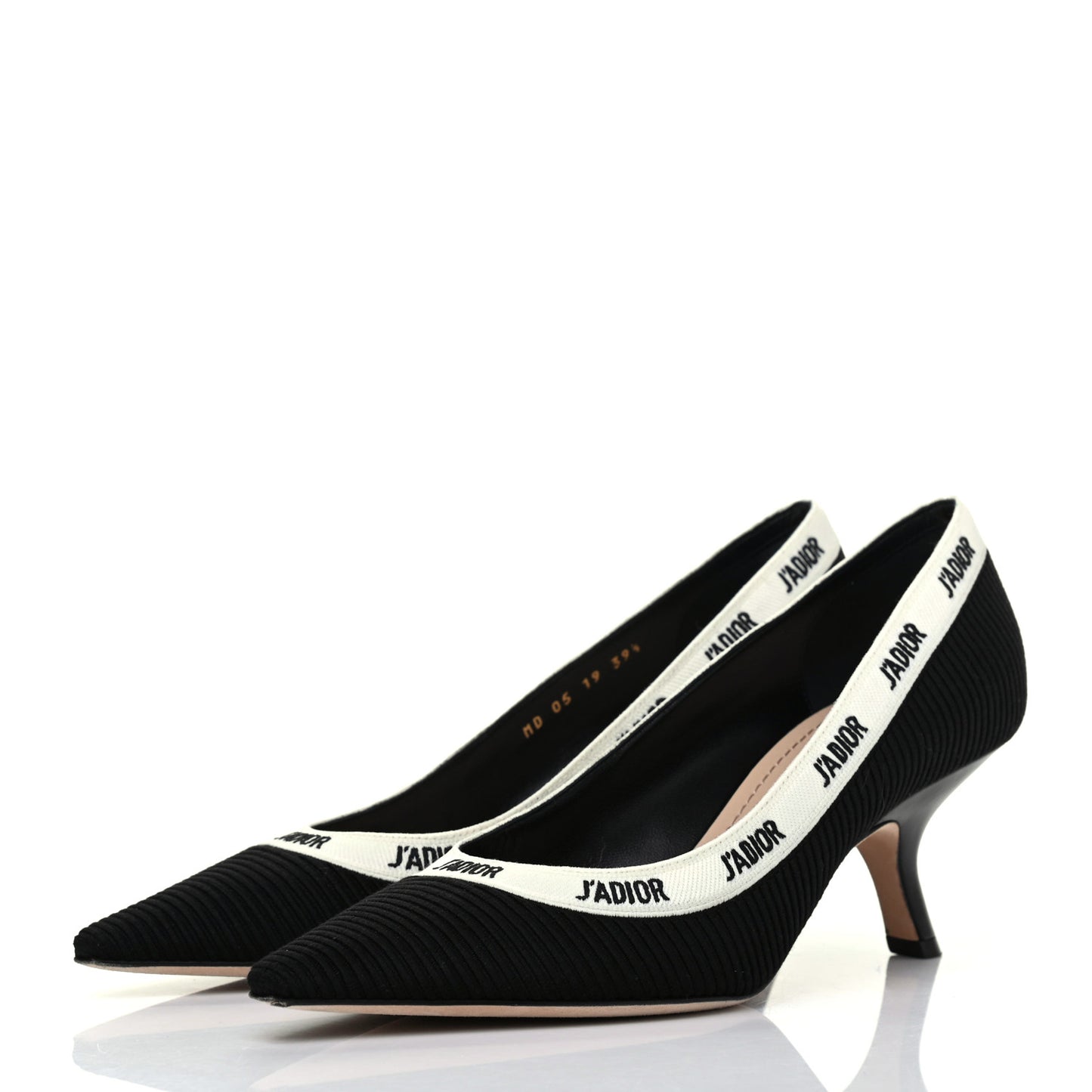 Technical Canvas Ribbon Embroidered J'Adior 65mm Pumps 39.5 Black