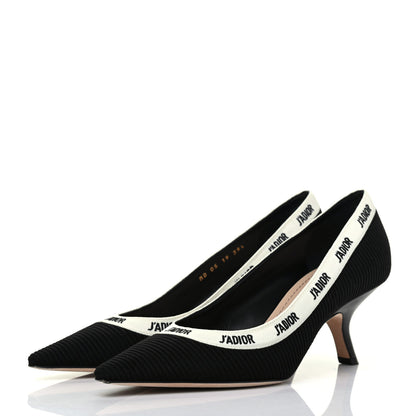 Christian Dior Technical Canvas Ribbon Embroidered J'Adior 65mm Pumps 39.5 Black 3 of 14