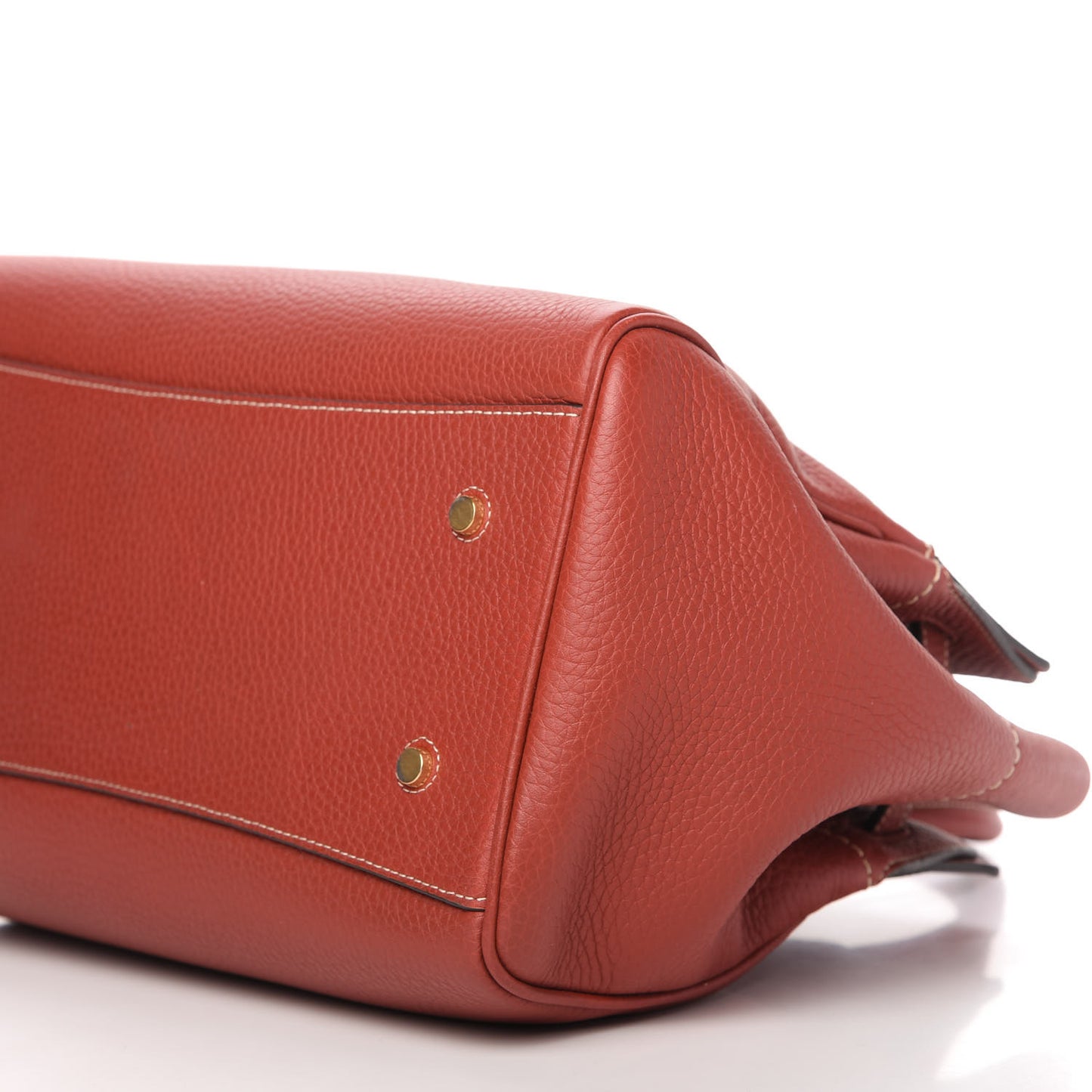 Classic Grain Calfskin Belted Bayswater Tote Rust