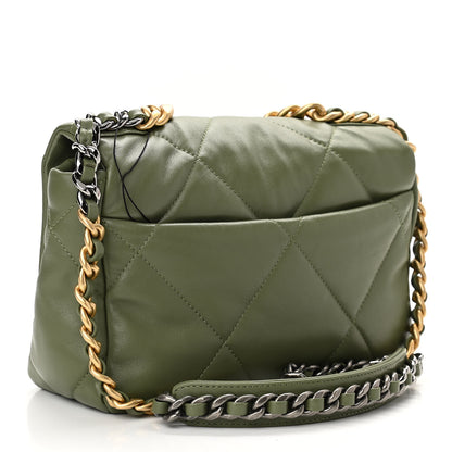 Chanel Lambskin Quilted Medium Chanel 19 Flap Green 3 of 10