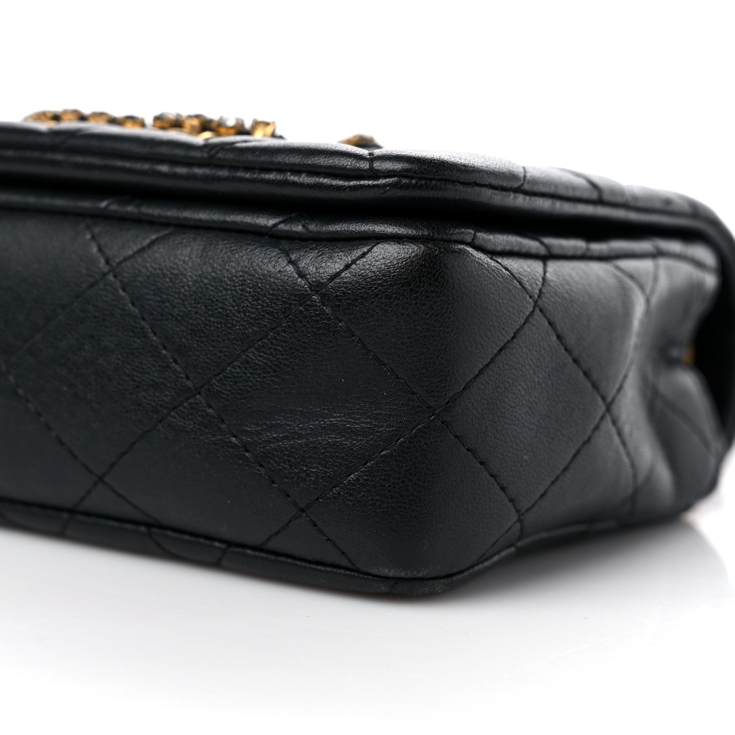 Chanel Lambskin Quilted Crystal CC Mini Flap Black 9 of 13