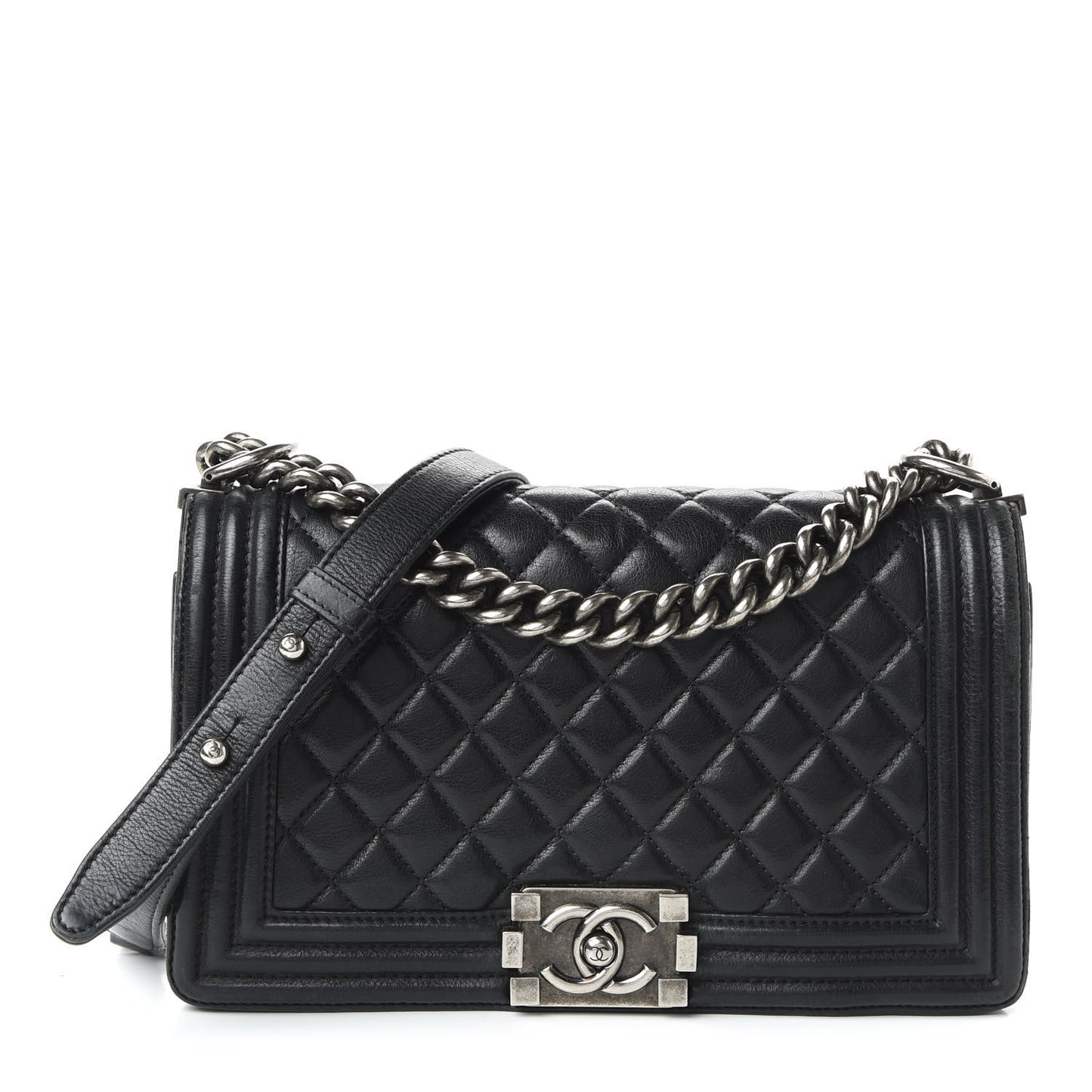 Calfskin Quilted Medium Boy Flap Black