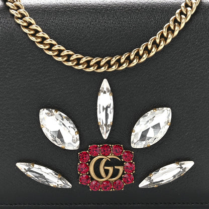 Gucci Calfskin Marquise Crystals Mini GG Chain Wallet Black 8 of 11