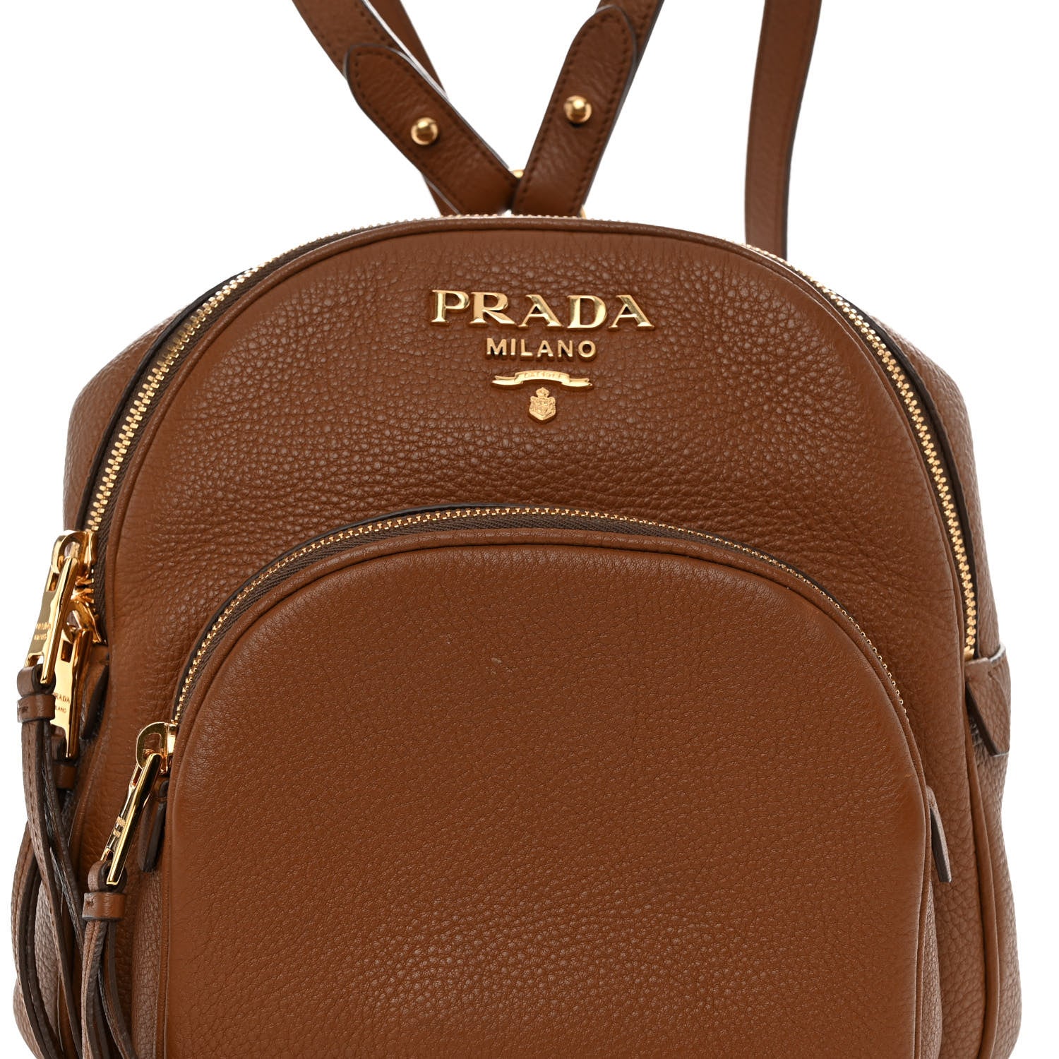 Prada Vitello Daino Zip Backpack Cuoio 7 of 13