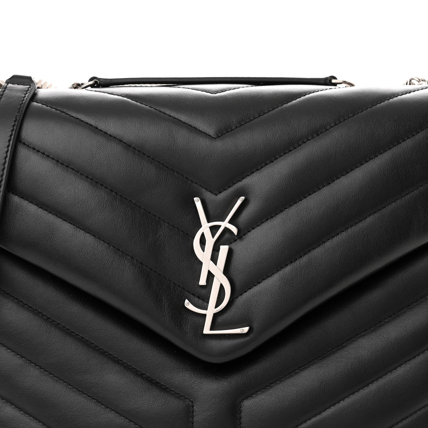 Saint Laurent Calfskin Y Quilted Monogram Medium Loulou Chain Satchel Black 8 of 10