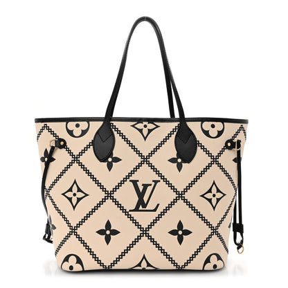 Louis Vuitton Empreinte Monogram Giant Broderies Neverfull MM Cream Black 1 of 9