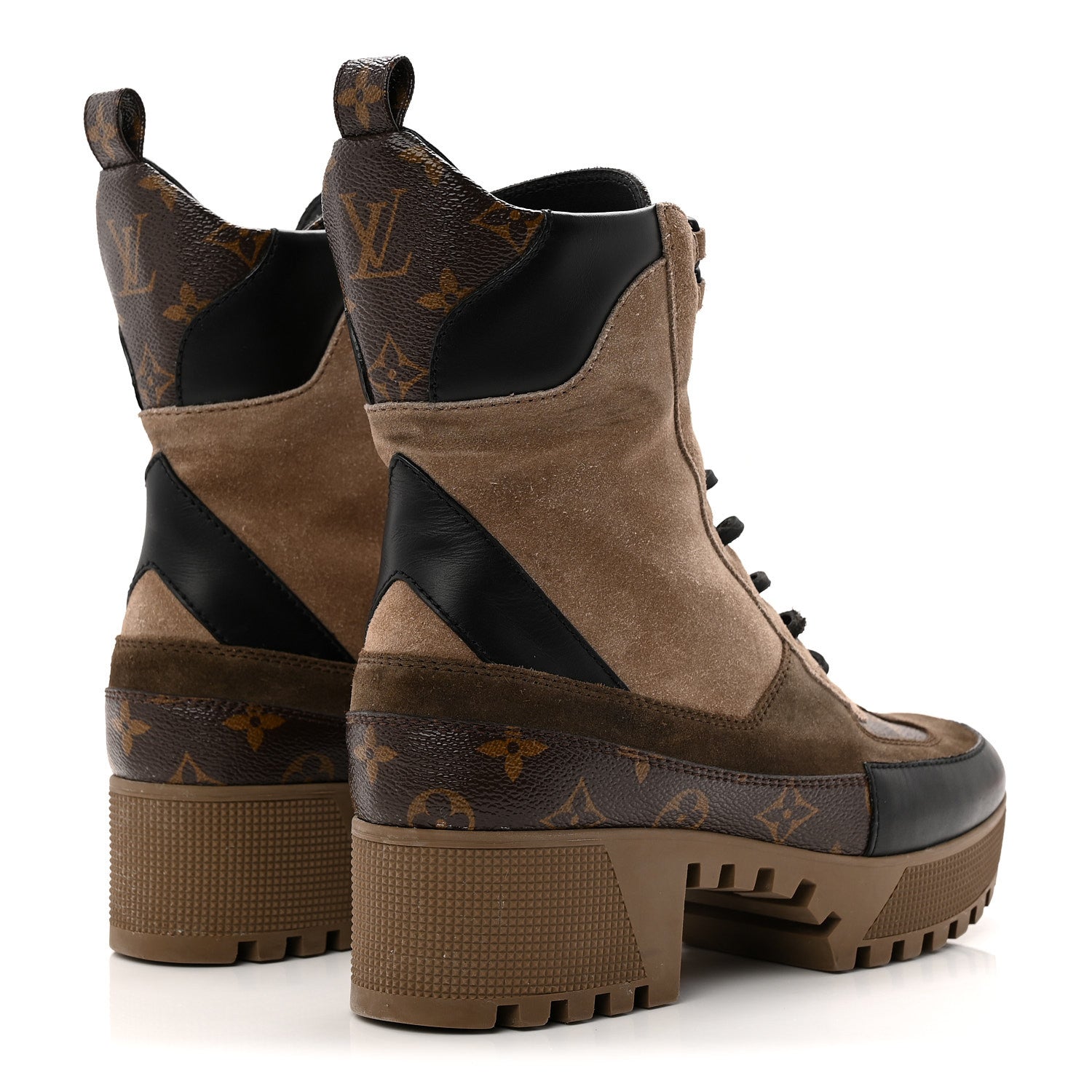 Louis Vuitton Suede Calfskin Monogram Laureate Platform Desert Boots 40 Taupe 5 of 9