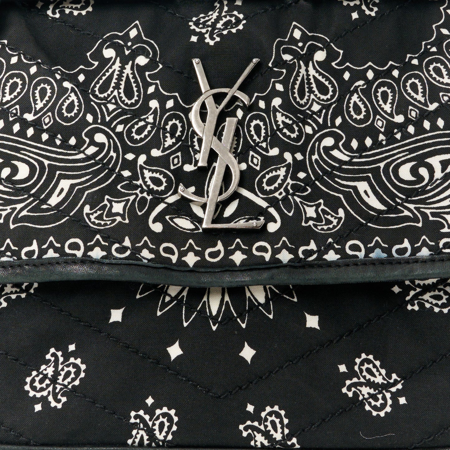 Cotton Bandana Monogram Medium Niki Chain Satchel Black White