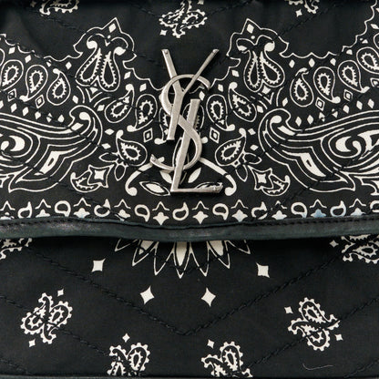 Saint Laurent Cotton Bandana Monogram Medium Niki Chain Satchel Black White 9 of 15