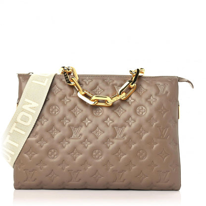 Louis Vuitton Lambskin Embossed Monogram Coussin MM Taupe 1 of 9