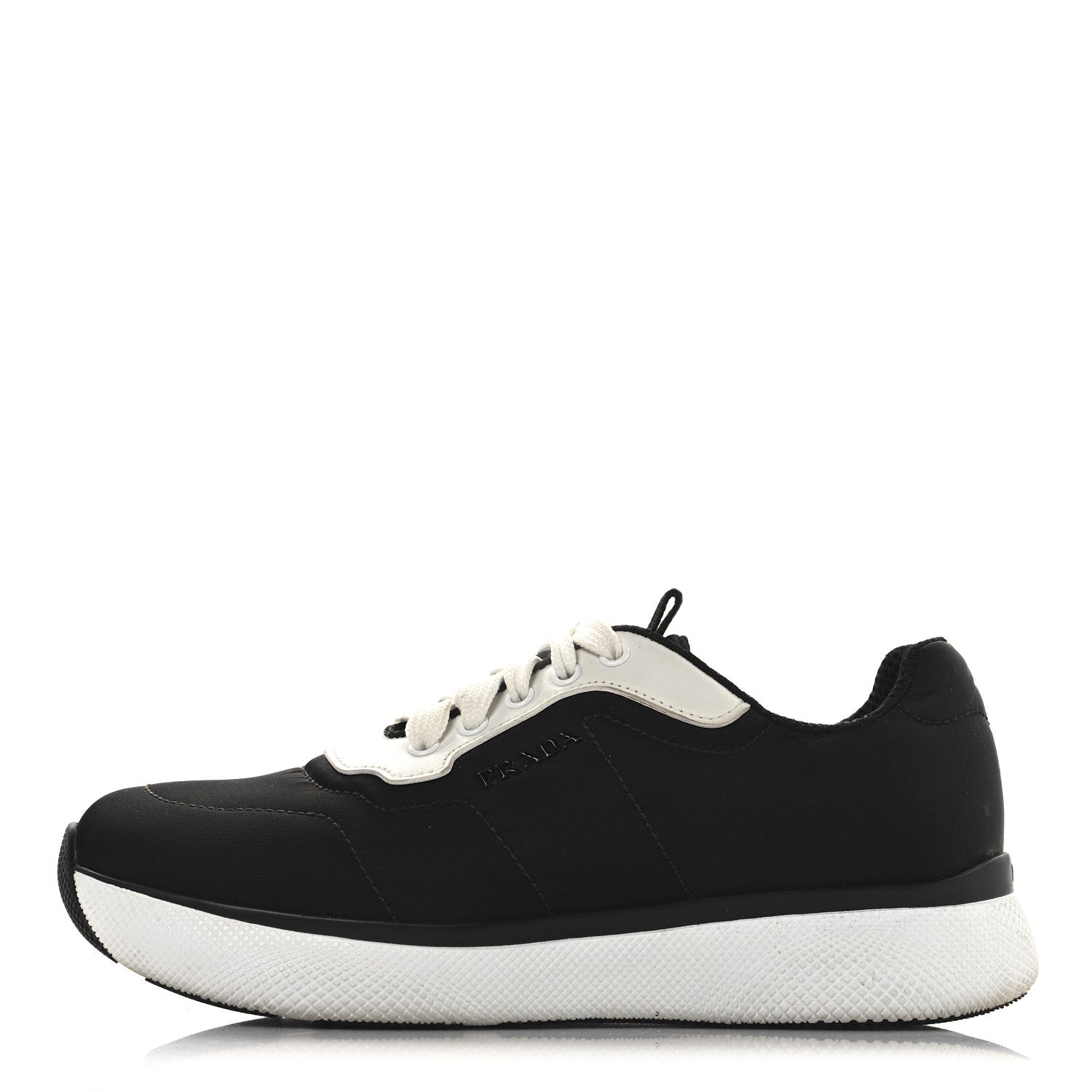 Prada Nylon Trainer Logo Sneakers 36 Black White 1 of 10