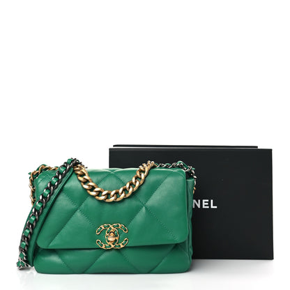 Chanel Lambskin Quilted Medium Chanel 19 Flap Green 10 of 10