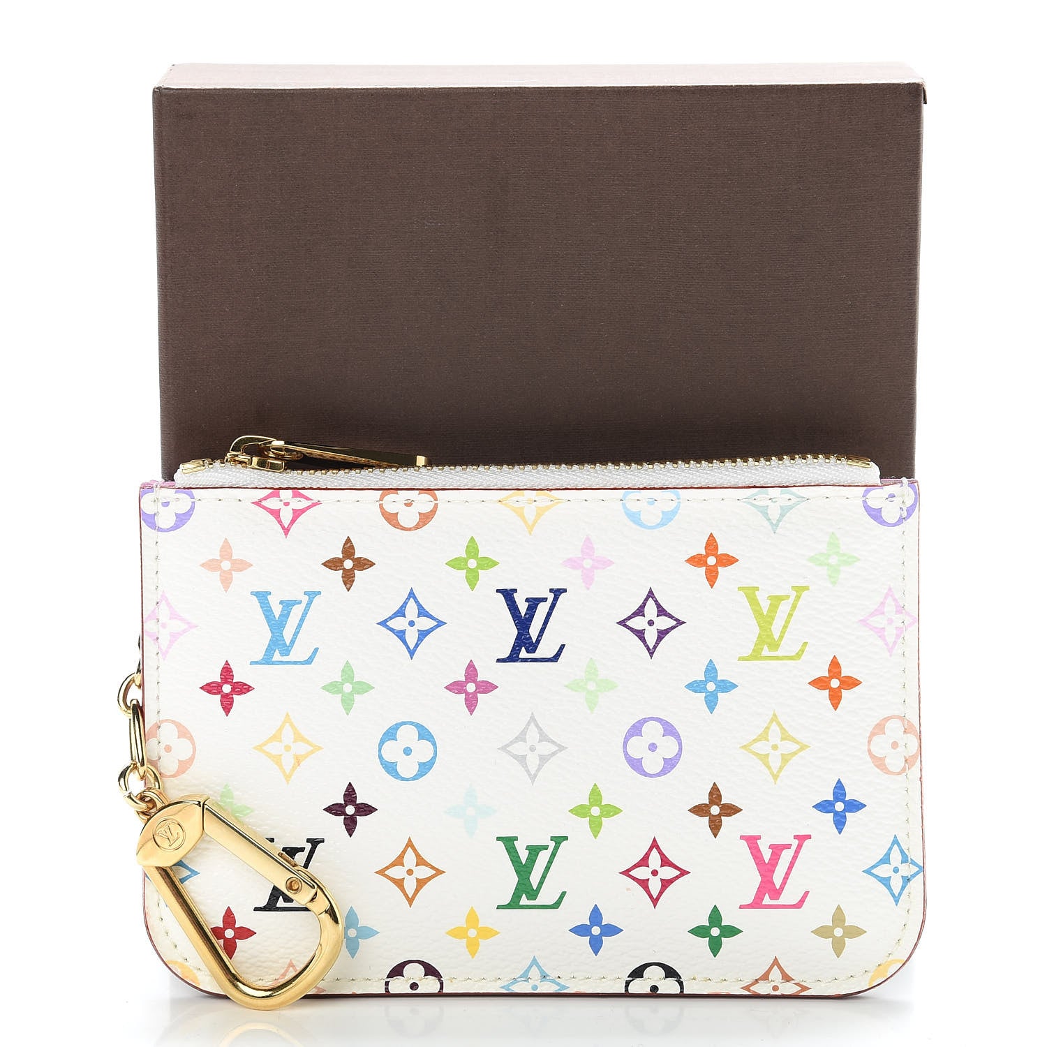 Louis Vuitton Monogram Multicolor Key Pouch White Litchi 8 of 8