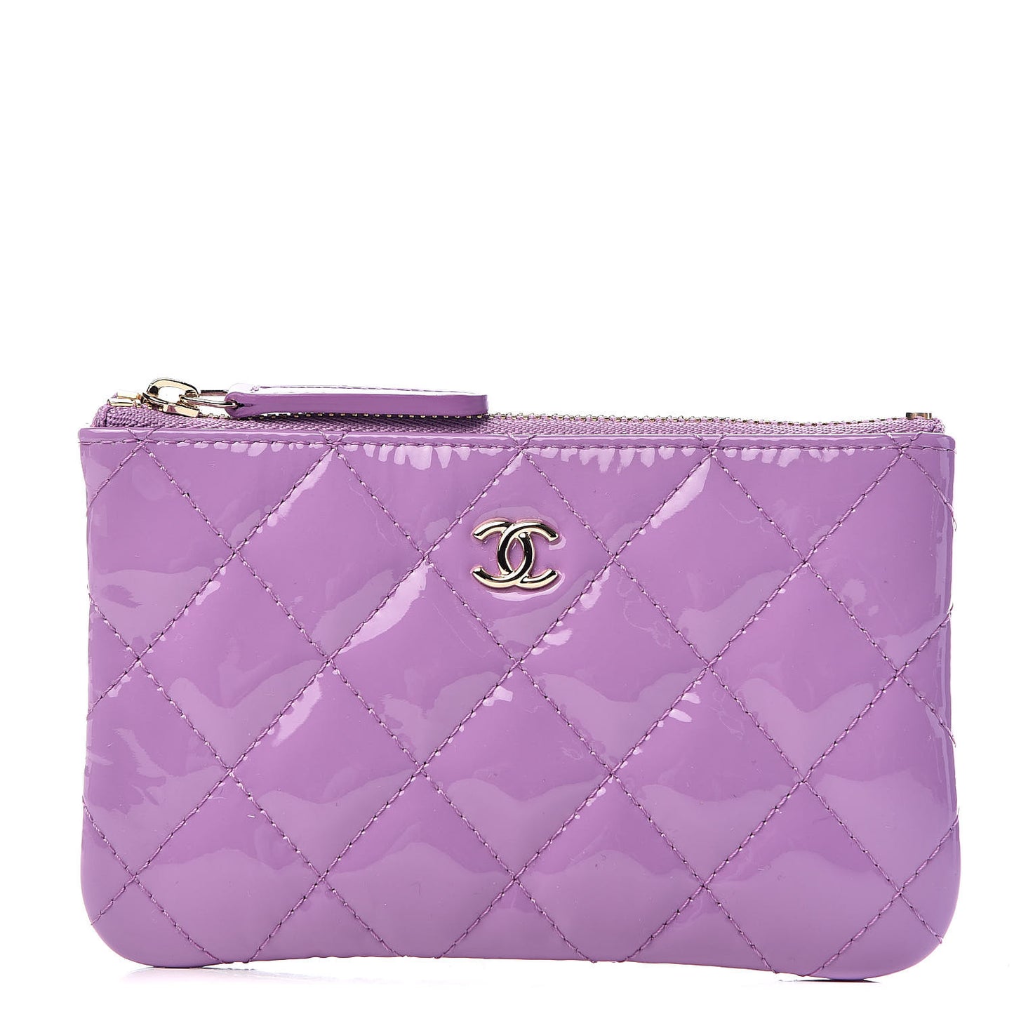 Patent Quilted Small Cosmetic Case Purple