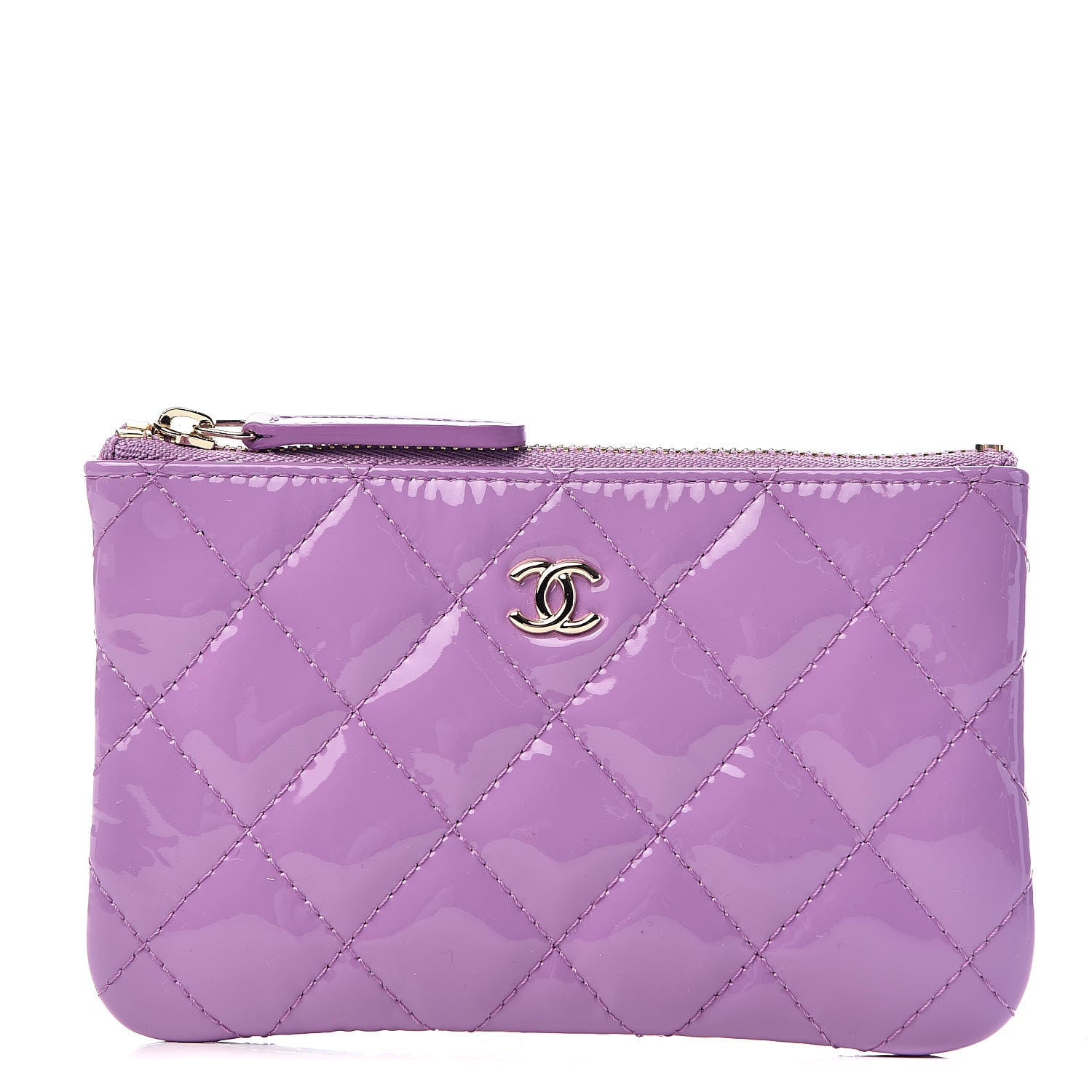 Chanel Patent Quilted Small Cosmetic Case Purple 1 of 8